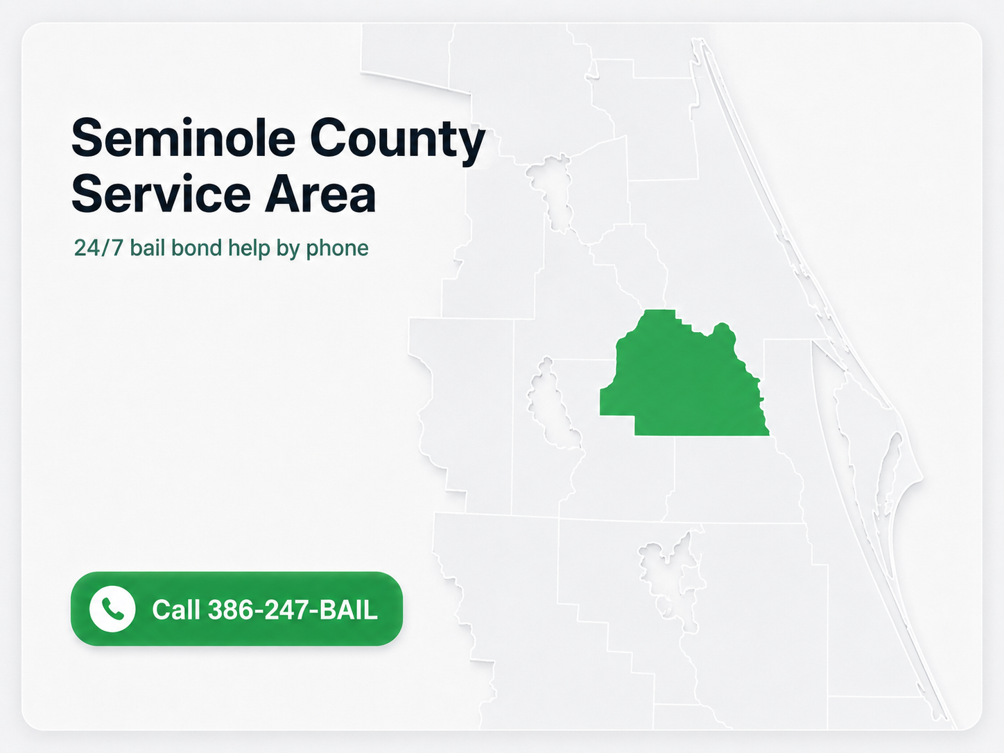 Seminole County Service Area map for The Daytona Bondsman