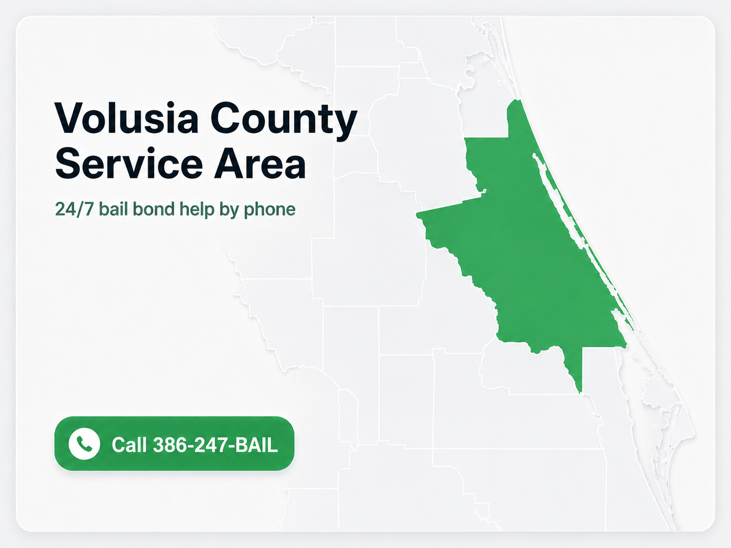 Volusia County Service Area map for The Daytona Bondsman